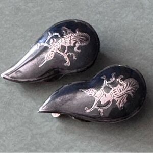 Vintage Sterling Silver Clip-On Earrings – 2.5 cm – Mythical Figure Design